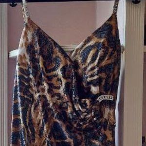 EUC - Beautiful Summer Evening dress with open back and Swarowski - sz Medium